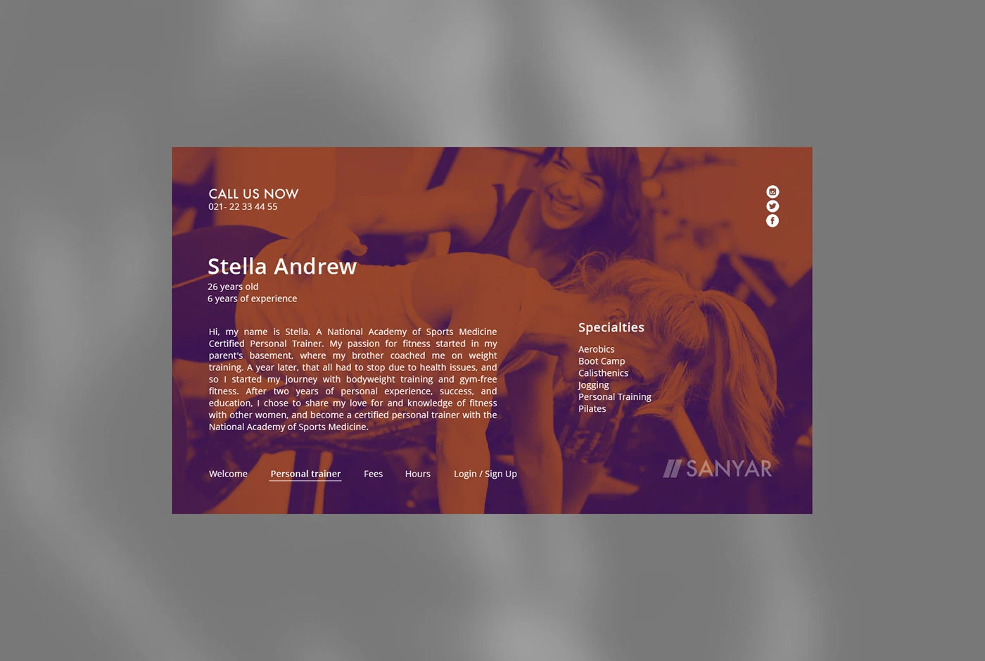 Sanyar Gym Website UI/UX Design